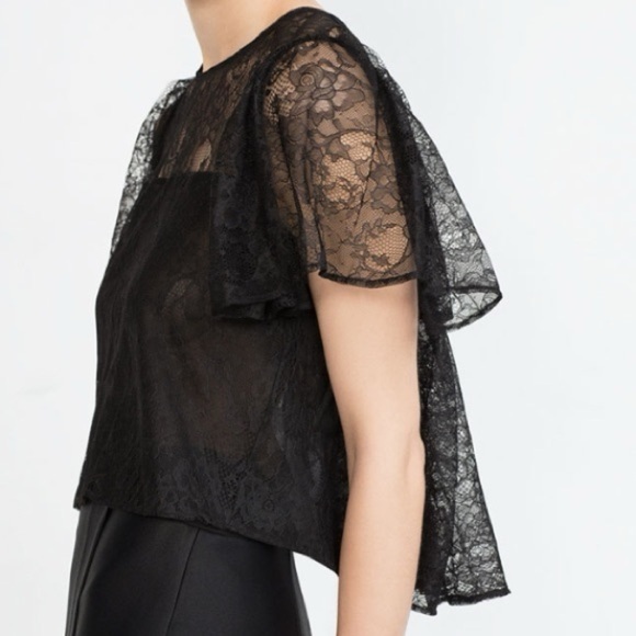 Zara Tops - 7️⃣0️⃣% Zara Elegant Black Lace Top small